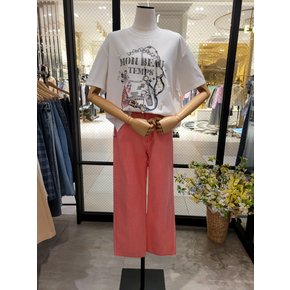 코랄 핑크 허벅지 룸 일자 면팬츠 NK2DP403