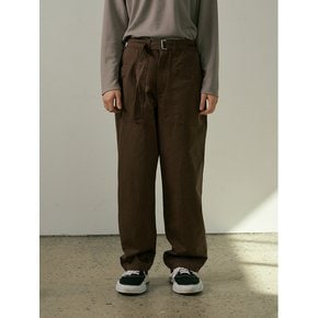 Belted wide pants (brown)