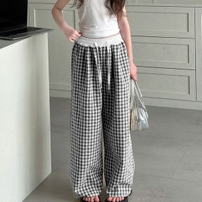 여아 허리끈 체크바지 아동 와이드팬츠 초등학생 아동복 1584_P393476224
