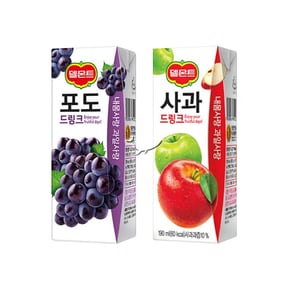 델몬트 드링크팩 2종 190ml 포도/ 5팩+사과/ 5팩 총10팩 주스 과즙음료