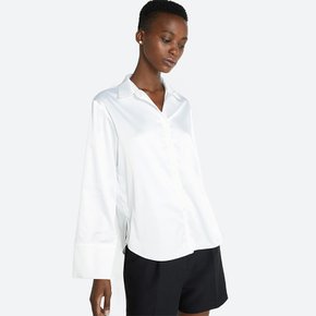 [산다라박 착용] OVERCUFF SILKY SHIRT WHITE