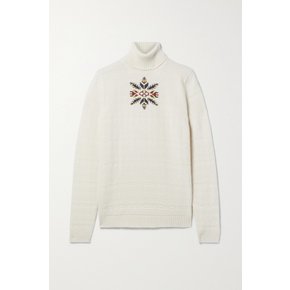 Dolcevita Bernina Jacquard-knit Cashmere Turtleneck Sweater 화이트