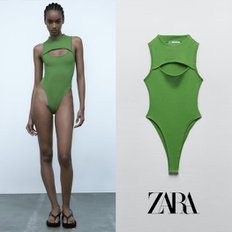 ZARA 자라 컷아웃 브라이트 그린 보디수트