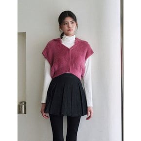 Liky loose collar knit vest - deep pink