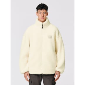 HIGH NECK SHERPA FLEECE JACKET-IVORY