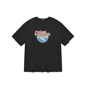 SP WAVE ALOHA T SHIRTS-BLACK