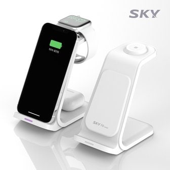 스카이 필 3in1 아이폰 애플워치 고속 무선충전기 SKY-W55A 화이트