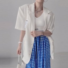 하이엔드 숄더패드 패치 반팔 자켓_M3397
