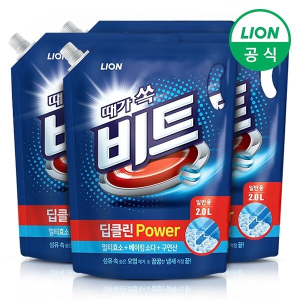 비트 세탁세제 딥클린파워 액체 2L리필(일반) 4개
