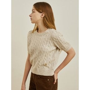 WK-10 CABLE SHORT-SLEEVED KNIT (2COLORS)