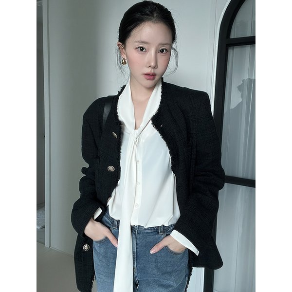 [이태리 트위드]Trimmed Over-fit Tweed Jacket_2color