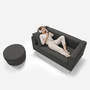 ◆수도권무료배송◆[더젠] 크레쉬 아쿠아패브릭 2인용소파세트(원형스툴포함,소쿠션별매)