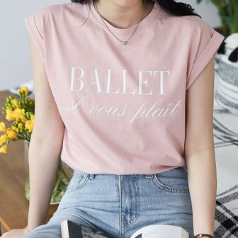  [옷자락] 여자 롤업 캡소매 레터링 여름나시 실켓 소프트 티셔츠
