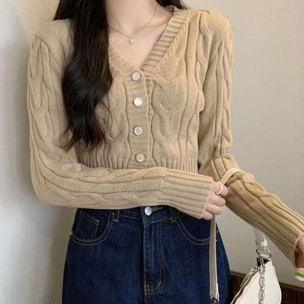 크롭 여성 봄점퍼 봄아우터 가디건 짧은 패턴 (3eza1)(1)
