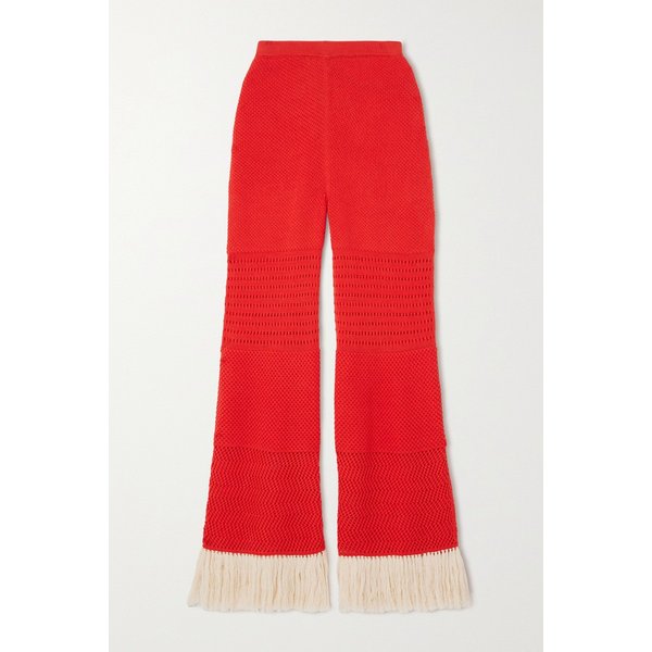 에스코비도 넷 서스테인 카리사 프린지 플레어 코튼 팬츠 레드 1647597331218651