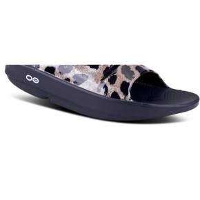 5032556 OOFOS Womens Ooahh Limited Slide Sandal In Cheetah