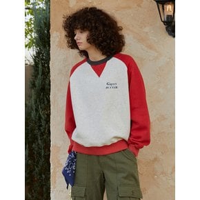 Raglan Fluff Sweatshirt (Red)