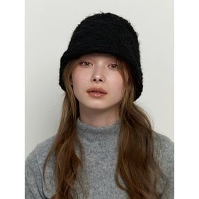 boucle bucket hat - black