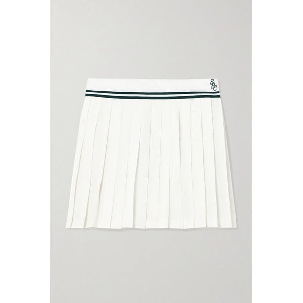 아비게일 플리츠 자수 스트라이프 크레이프 드 신 미니 스커트 46376663162977156