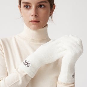 FLUFFY LOGO GLOVE WHITE