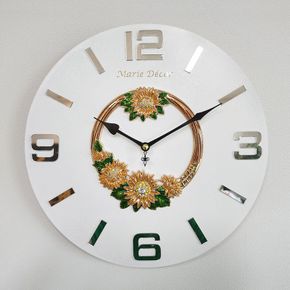 해바라기 꽃장식 오픈벽시계 (화이트)[32221315]