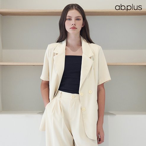 ab.f.z [ab.plus/신상] 테일러드 반팔 자켓 핀턱 와이드 팬츠 세트 (LSZ2MJA1A)