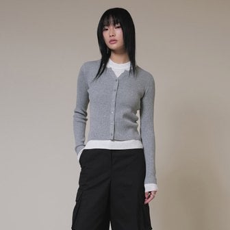 레이브 Layered Knit Cardigan Set in Grey VK4SP067-12