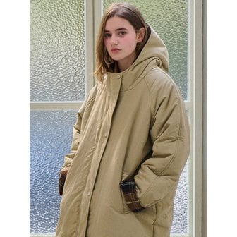 슬로우롤리 [7차리오더] Check hooded long padding_2 Colors