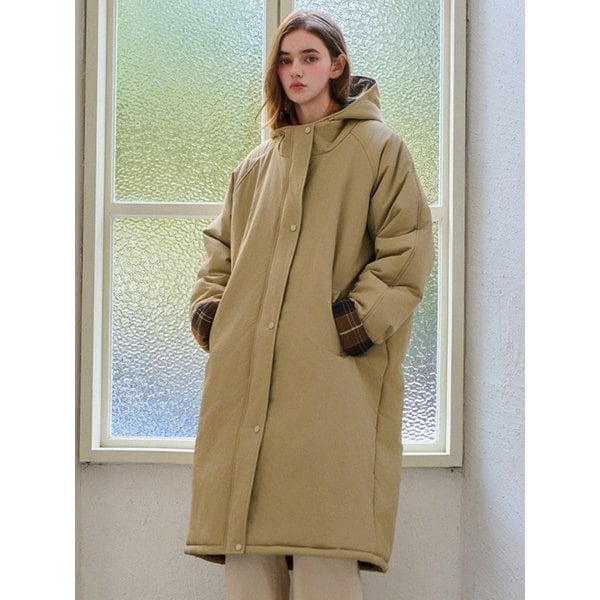 [3차리오더] Check hooded long padding_2 Colors