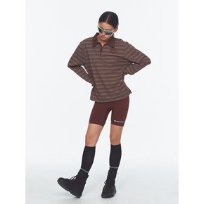Vintage Stripe Rugby T Shirt_Brown