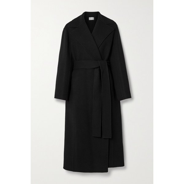 말리카 벨트 울 혼방 펠트 코트 블랙 22527730565801683