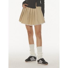 MARY PLEATS MINI SKIRT - BEIGE