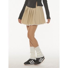 MARY PLEATS MINI SKIRT - BEIGE