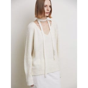 BOUCLE V-NECK KNIT [IVORY]