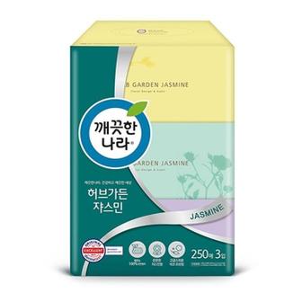 셀러허브 깨끗한나라 허브가든쟈스민 미용티슈 250매X3개입 8개 (S8475114)