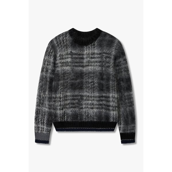 남성 플레이드 모헤어 블렌드 니트 6425330108000