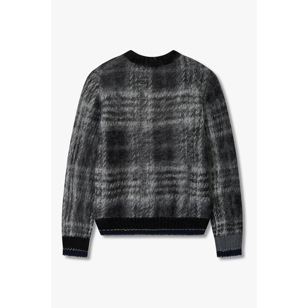 남성 플레이드 모헤어 블렌드 니트 6425330108000