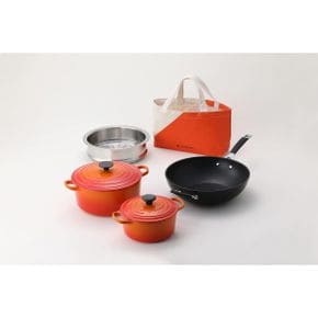 일본 르쿠르제 후라이팬0108 Le Creuset Pot Frying Pan Set Tableware Kitchen 5 Pieces TwoHan
