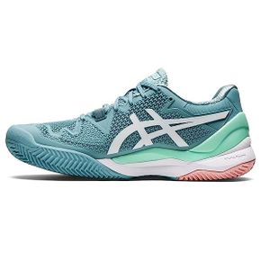 미국 아식스 여자 테니스화 ASICS Womens GelResolution 8 Clay Tennis Shoes 12 Smoke Blue/Whi