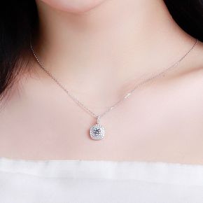 5부 다이아 목걸이 천연 현대 우신 더블 헤일로 라운드 스퀘어 선물