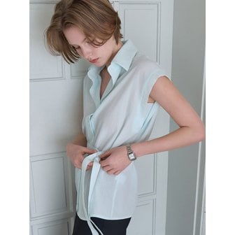 르베티 벨트카라셔츠 스카이블루 BE060