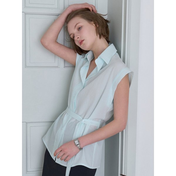 벨트카라셔츠 스카이블루 BE060
