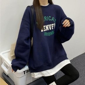 여성 아메리카 레터링 긴팔 맨투맨 티셔츠 (13928110A)