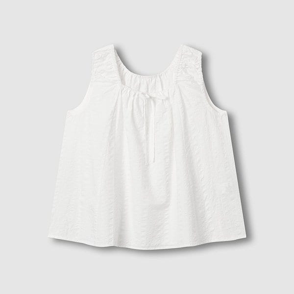 여 소프트 시어서커 민소매 파자마 셔츠 J206201069001