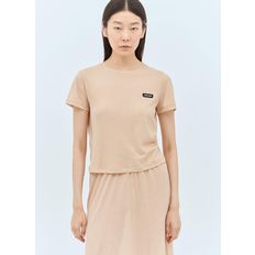 24 SS 미우미우 여성 로고 패치 티셔츠  miu0258006bei 91531246