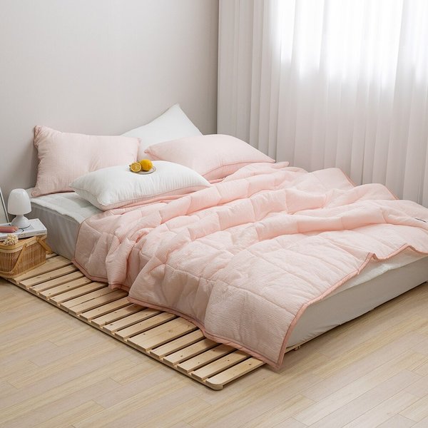 더블리 해피니스 스노우리플 누비이불 Q 베개세트