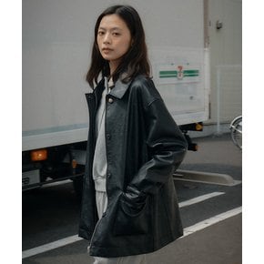 Faux leather pocket jacket_Black