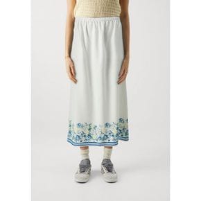 4755536 Abercrombie  Fitch FLOWY TIE WAIST SKIRT - Maxi skirt white/blue