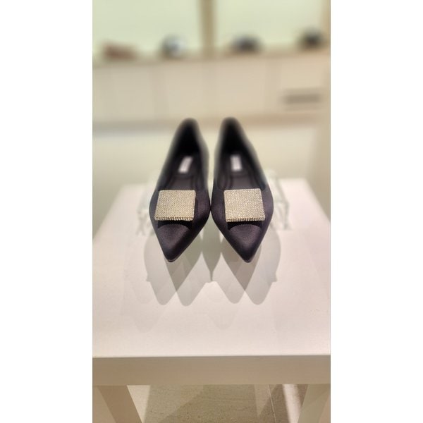 [여주점] 바바라 스틸레토 사각보석 여성플랫 BBG531BK