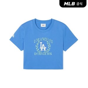 MLB [코리아공식] 여성 바시티 스포츠 세미 크롭 반팔 티셔츠 LA (Ptn.Blue)